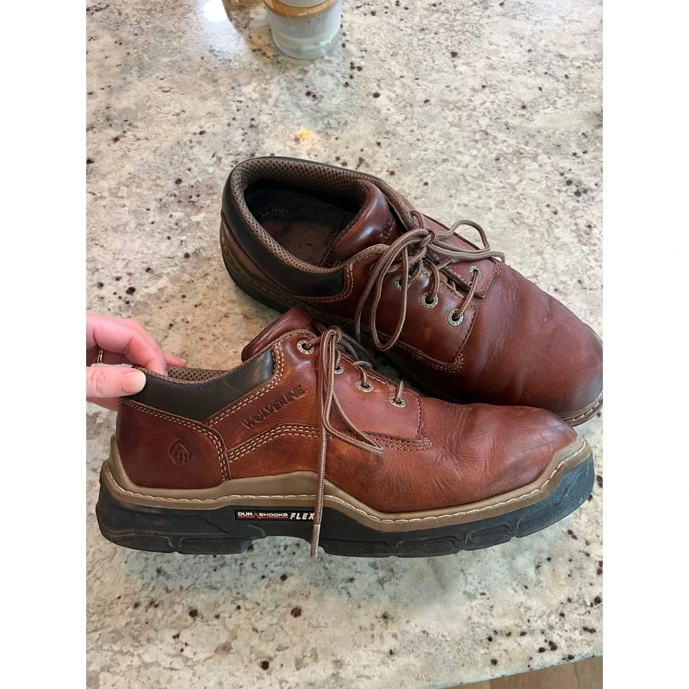 Wolverine‎ DuraShocks Flex Mens Brown Leather Work Shoes W210115 Size 11.5 EW